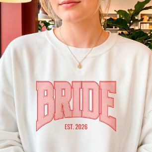 Rood + Roze Nep Glitter BRUID Varsity Letter Trui