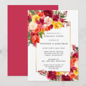 Rood Roze Oranje Geel Floral Rehearsal Dinner Kaart (Voorkant / Achterkant)