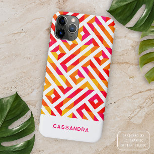 Rood Roze Oranje Geel Midcentury Kunstpatroon iPhone 15 Pro Max Case