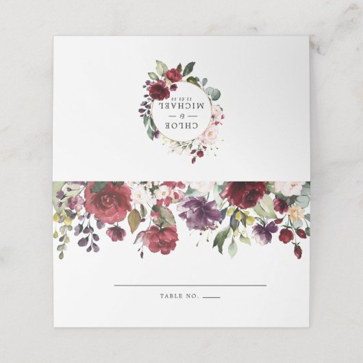 Rood Roze Paarse Bloem Plaatskaartje (Buitenkant ongevouwen)