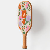 Rood Roze Paarse Hibiscus Tropisch Bloempatroon Pickleball Paddle (Links)