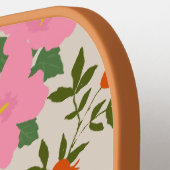 Rood Roze Paarse Hibiscus Tropisch Bloempatroon Pickleball Paddle (Links Detail)