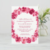 Rood roze pansy waterverf bloem bruiloft kaart (Staand voorkant)