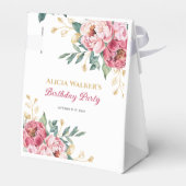 Rood Roze Pioen Goud Blad Groen Verjaardag Bedankdoosjes (Achterkant)