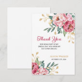 Rood Roze Pioen Goud Blad Groen Verjaardag Bedankkaart (Voorkant / Achterkant)