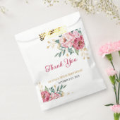 Rood Roze Pioen Goud Blad Groen Verjaardag Bedankzakje (Gezegeld)