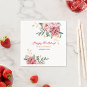 Rood Roze Pioen Goud Blad Groen Verjaardag Brunch Servet (Insitu)