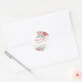 Rood Roze Pioen Goud Bladgroen Verjaardag Bedankt Ronde Sticker (Envelop)