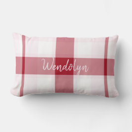 Rood Roze Plaid Meisje Gooi Lumbar Kussen
