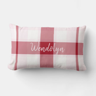 Rood Roze Plaid Meisje Gooi Lumbar Kussen