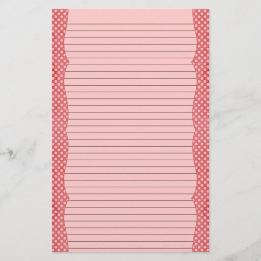 Rood & Roze Polka Dot Stationery - optionele lijne Briefpapier (Voorkant)