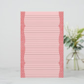 Rood & Roze Polka Dot Stationery - optionele lijne Briefpapier (Staand voorkant)