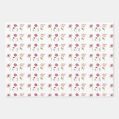 Rood Roze Poppy Bloemen & Roze Polka Dots Patronen Inpakpapier Vel (Voorkant 2)