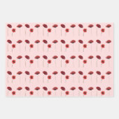 Rood Roze Poppy Bloemen & Roze Polka Dots Patronen Inpakpapier Vel (Voorkant)