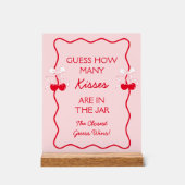 Rood Roze Raad eens hoeveel kussen Vrijgezellenfee Acryl Bord (Voorkant)