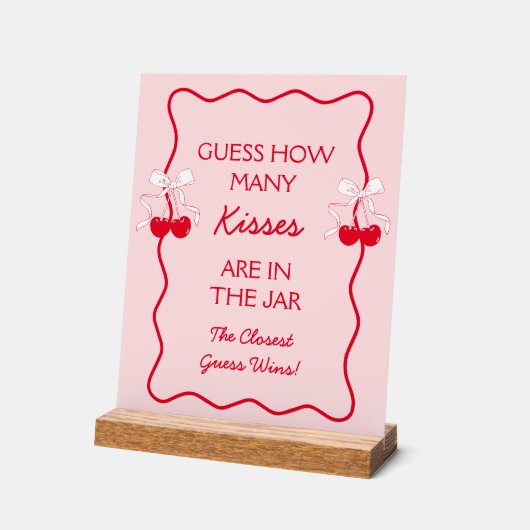 Rood Roze Raad eens hoeveel kussen Vrijgezellenfee Acryl Bord (Hoek)