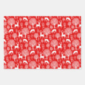 Rood Roze Rendier Kerst Wrapping Papier Inpakpapier Vel (Voorkant 3)