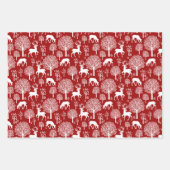 Rood Roze Rendier Kerst Wrapping Papier Inpakpapier Vel (Voorkant)