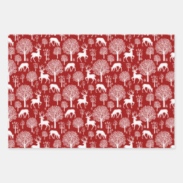 Rood Roze Rendier Kerst Wrapping Papier Inpakpapier Vel