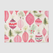 Rood Roze Retro Kerst Ornamenten Tissuepapier (Voorkant)