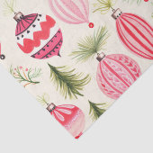 Rood Roze Retro Kerst Ornamenten Tissuepapier (Detail)