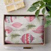 Rood Roze Retro Kerst Ornamenten Tissuepapier (Geschenk)