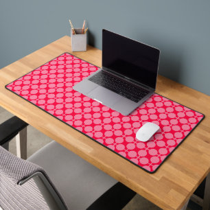Rood roze retro monochroom polka dot patroon bureaumat