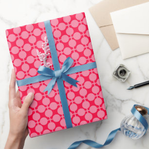 Rood roze retro monochroom polka dot patroon cadeaupapier