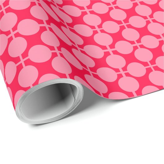 Rood roze retro monochroom polka dot patroon cadeaupapier (Rol Hoek)