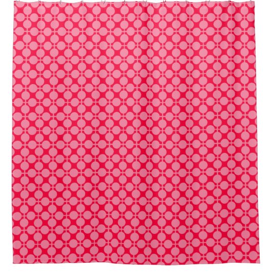 Rood roze retro monochroom polka dot patroon douchegordijn (Voorkant)