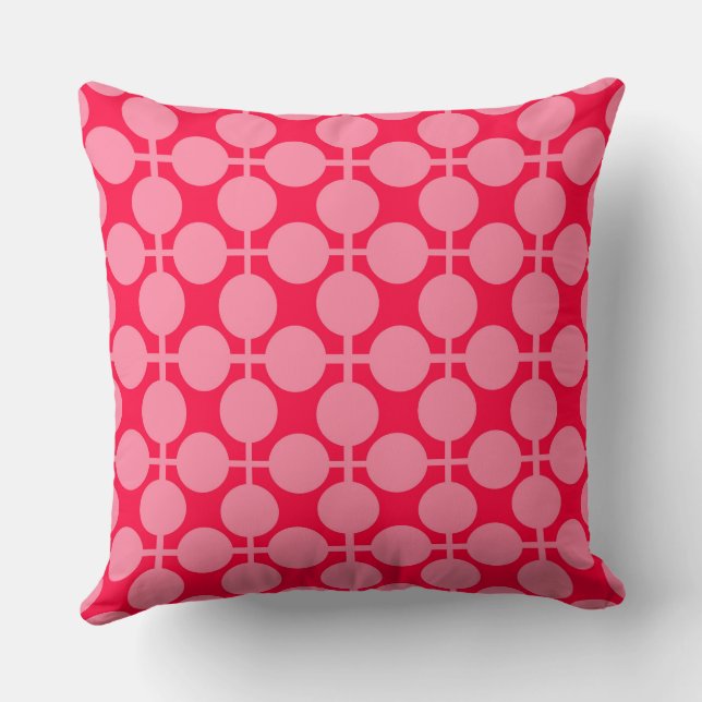 Rood roze retro monochroom polka dot patroon kussen (Achterkant)