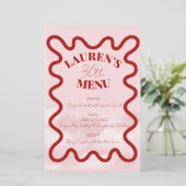 Rood Roze Retro Wavy Budget Diner Party Menu (Staand voorkant)
