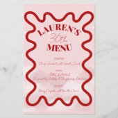 Rood Roze Retro Wavy Budget Diner Party Menu (Voorkant)