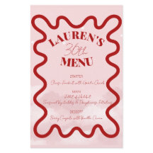 Rood Roze Retro Wavy Budget Diner Party Menu