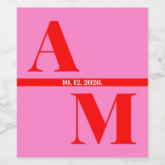 Rood roze retrogebouderde typografie bruiloft wijn etiket (Enkel label)