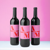 Rood roze retrogebouderde typografie bruiloft wijn etiket