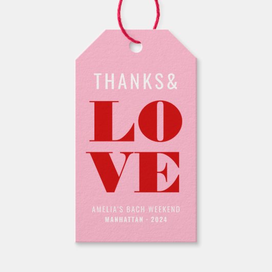 Rood Roze & Rode Bachelorette Weekend Cadeaulabel (Voorkant)