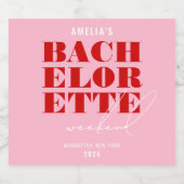 Rood Roze & Rode Bachelorette Weekend Sparkling Wijnetiket (Enkel label)