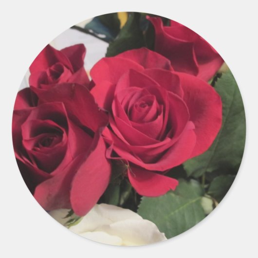 Rood roze ronde stickers Enveloppen met Rozen (Voorkant)