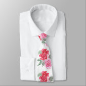 Rood roze roos blad groen bruiloft unisex stropdas (Gebonden)