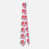 Rood roze roos blad groen bruiloft unisex stropdas (Voorkant)