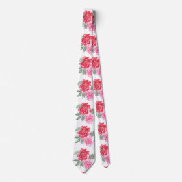 Rood roze roos blad groen bruiloft unisex stropdas