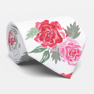 Rood roze roos blad groen bruiloft unisex stropdas