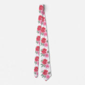 Rood roze roos blad groen bruiloft unisex stropdas (Achterkant)