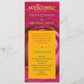 Rood roze roos bloem bruiloft programma programmakaart (Voorkant)