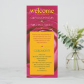 Rood roze roos bloem bruiloft programma programmakaart (Staand voorkant)