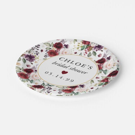 Rood Roze Rose Bloemen Vrijgezellenfeest Papieren Bordje (Gekanteld)