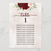 Rood & Roze Rose Trouwstoel Grafiek Tafelnummer (Achterkant)