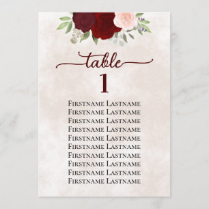 Rood & Roze Rose Trouwstoel Grafiek Tafelnummer