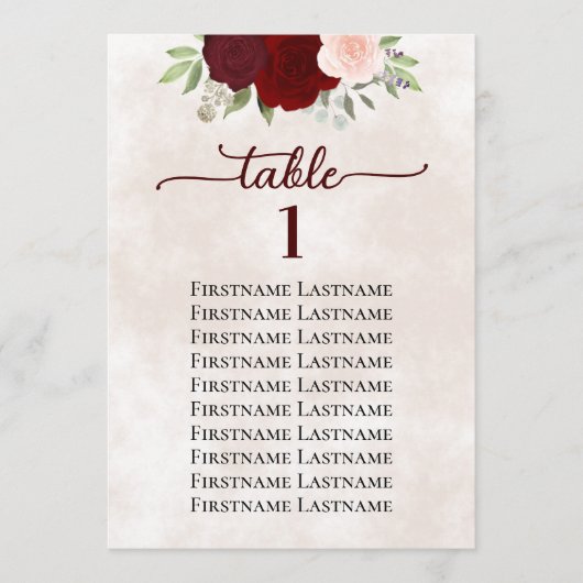Rood & Roze Rose Trouwstoel Grafiek Tafelnummer (Voorkant)